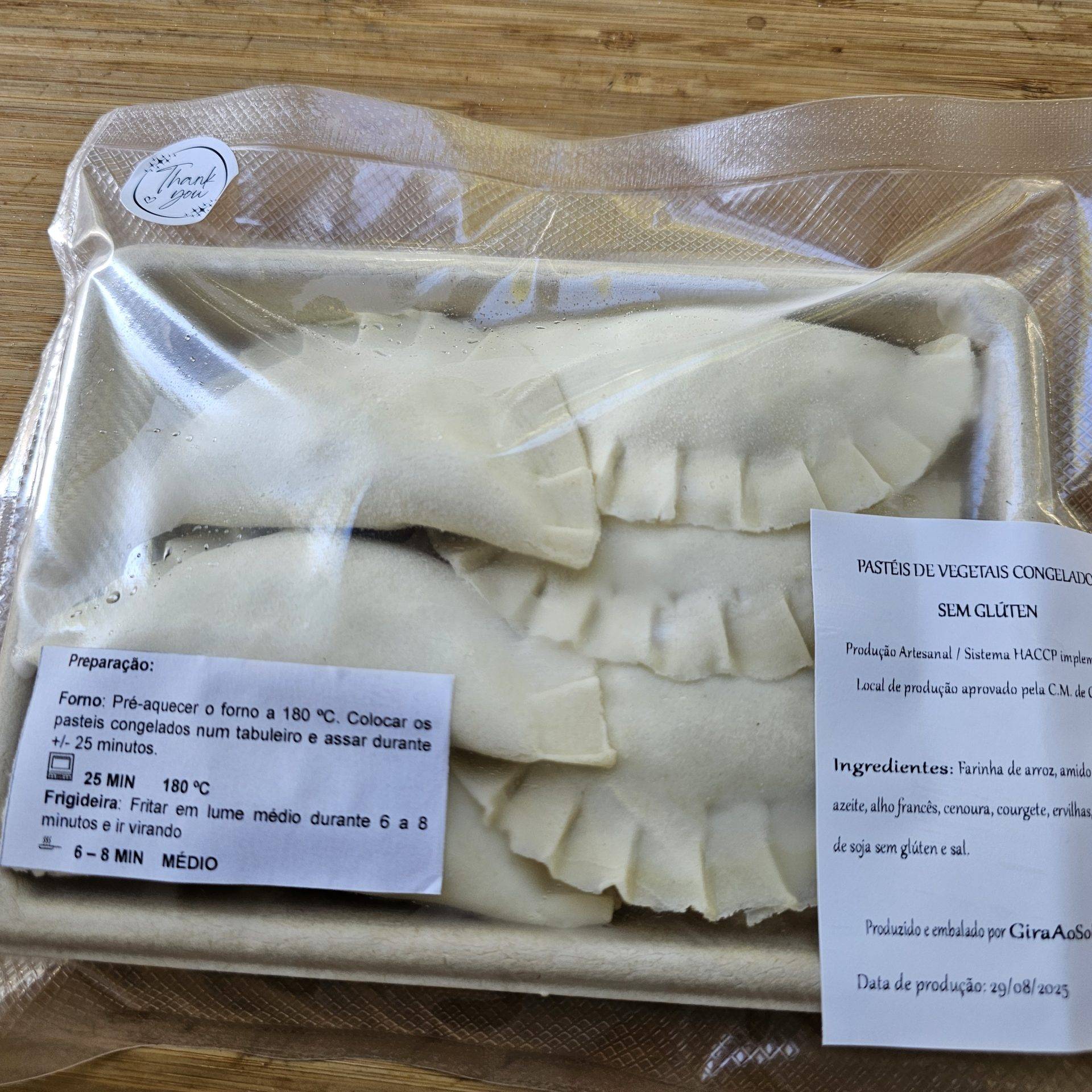 Pasteis de vegetais congelados